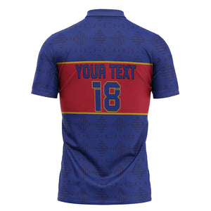 Custom Afro Haiti Football Zipper Polo Shirt Le Rouge et Bleu Sporty Style