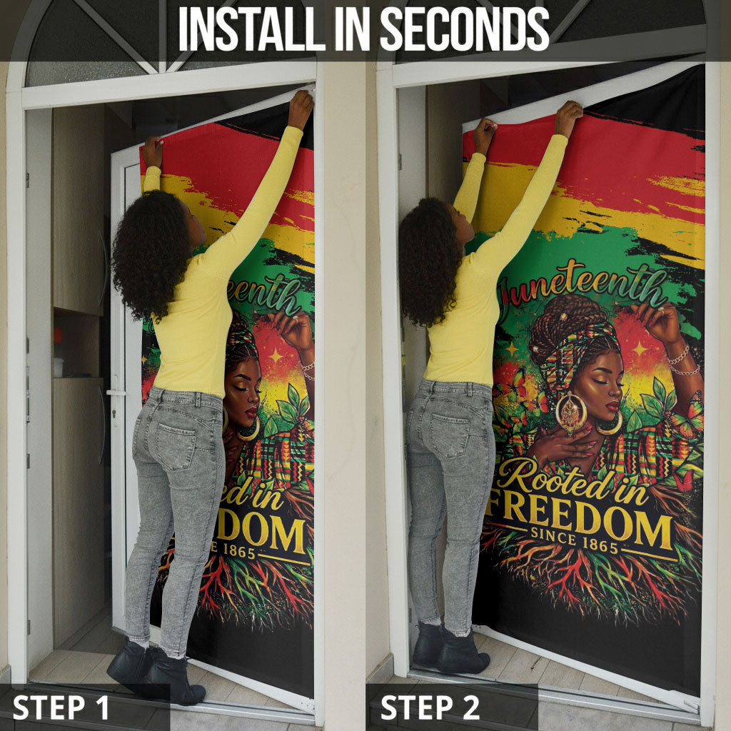 Juneteenth Rooted in Freedom Door Cover Black Pride African Queen