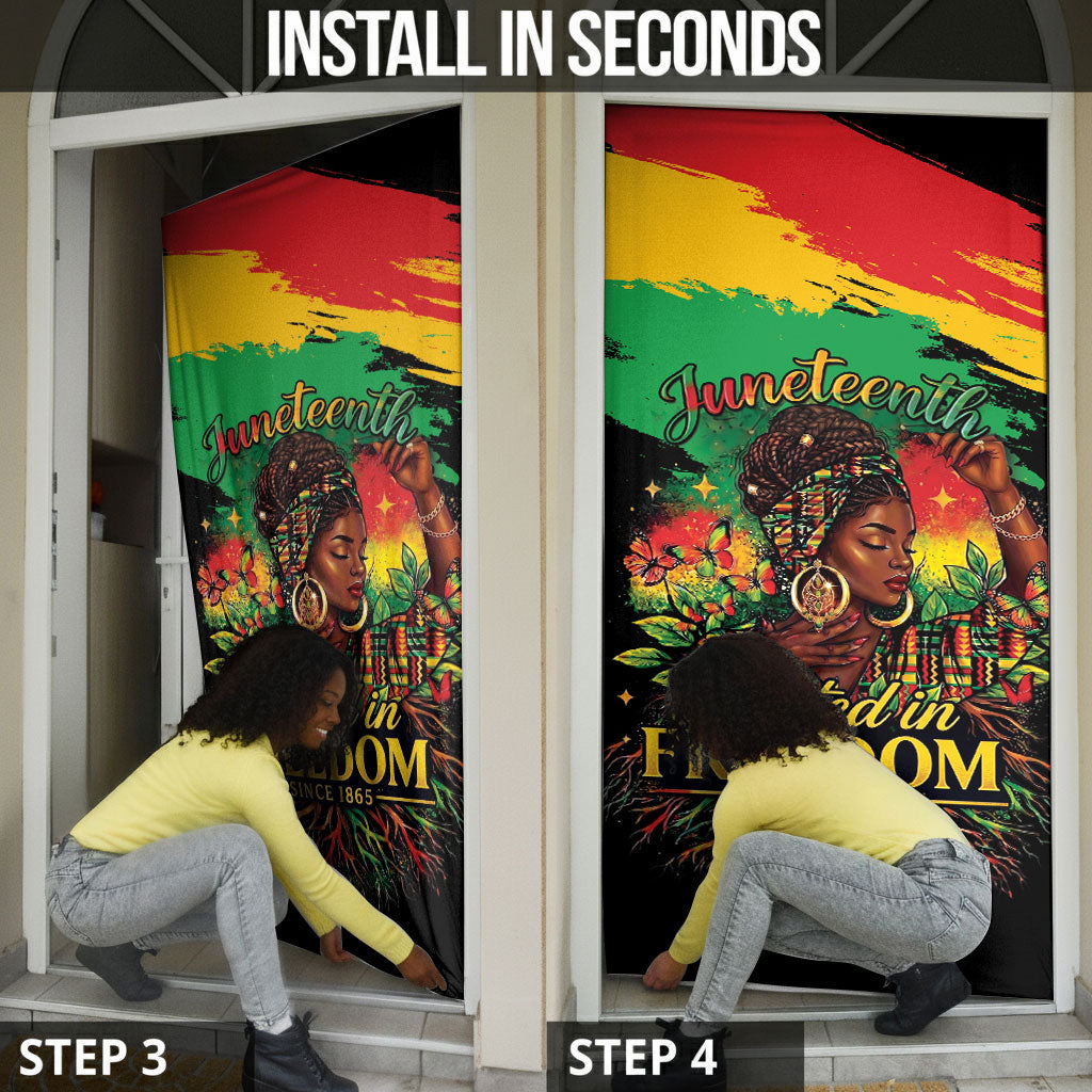 Juneteenth Rooted in Freedom Door Cover Black Pride African Queen