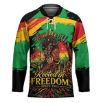 Juneteenth Rooted in Freedom Hockey Jersey Black Pride African Queen