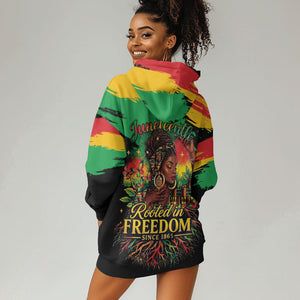 Juneteenth Rooted in Freedom Hoodie Dress Black Pride African Queen