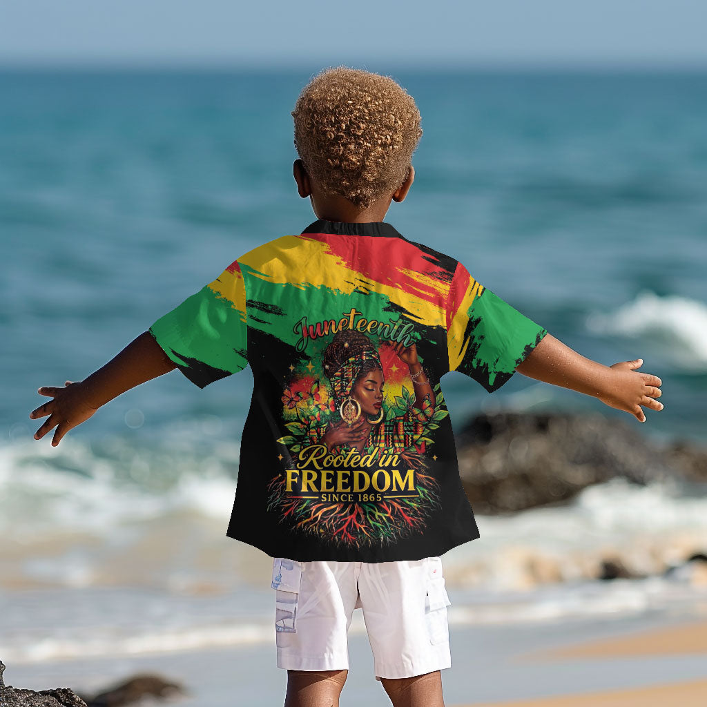 Juneteenth Rooted in Freedom Kid Hawaiian Shirt Black Pride African Queen