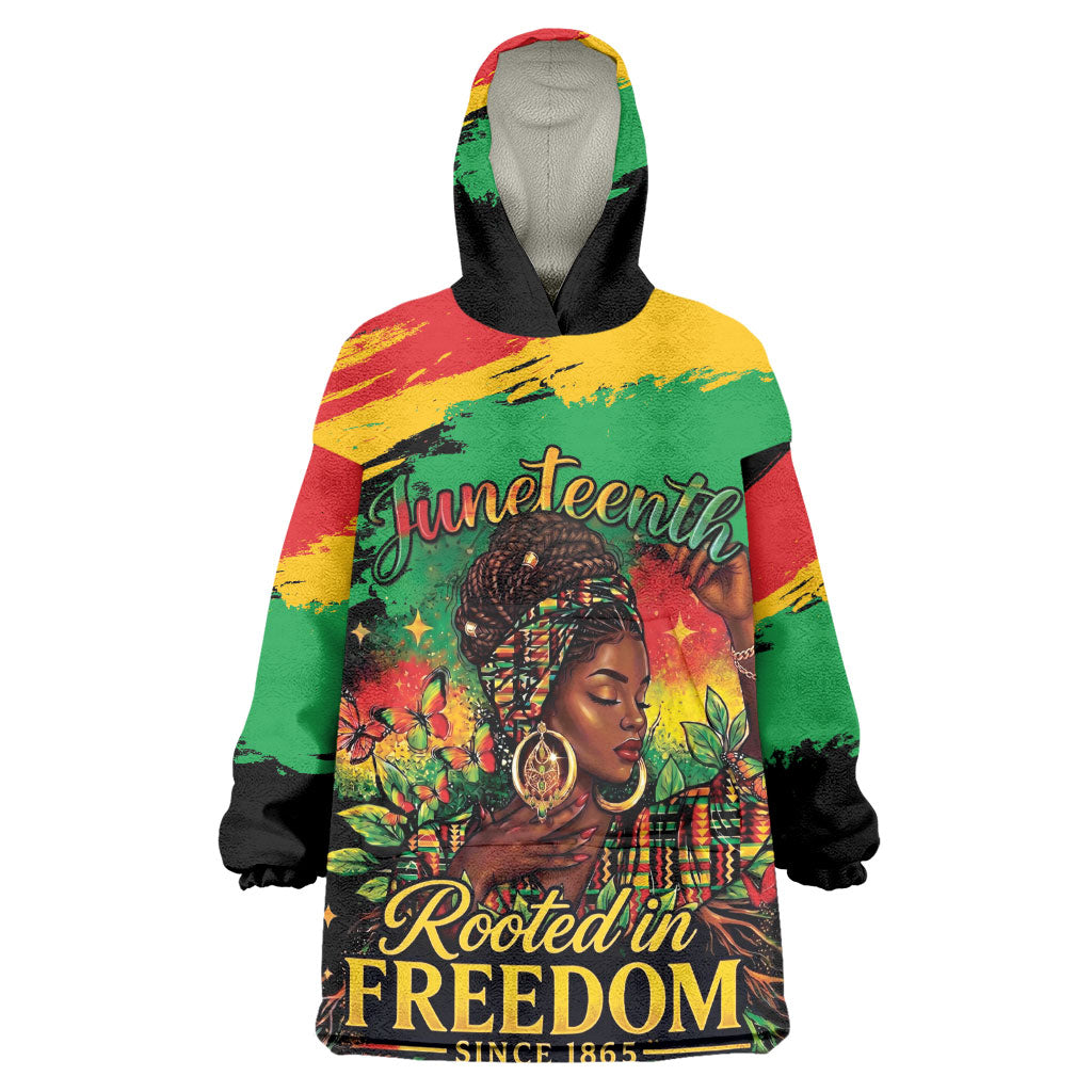 Juneteenth Rooted in Freedom Kid Wearable Blanket Hoodie Black Pride African Queen