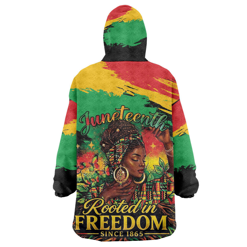 Juneteenth Rooted in Freedom Kid Wearable Blanket Hoodie Black Pride African Queen