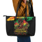Juneteenth Rooted in Freedom Leather Tote Bag Black Pride African Queen