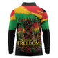 Juneteenth Rooted in Freedom Long Sleeve Polo Shirt Black Pride African Queen