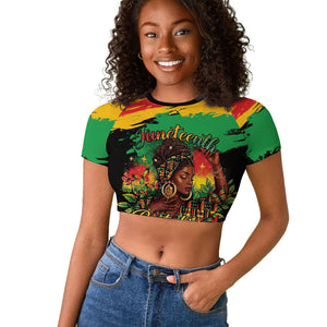 Juneteenth Rooted in Freedom Raglan Cropped T shirt Black Pride African Queen
