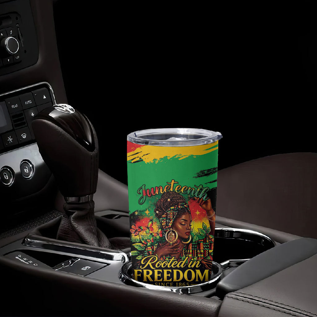 Juneteenth Rooted in Freedom Tumbler Cup Black Pride African Queen