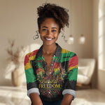 Juneteenth Rooted in Freedom Women Casual Shirt Black Pride African Queen