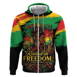Juneteenth Rooted in Freedom Zip Hoodie Black Pride African Queen