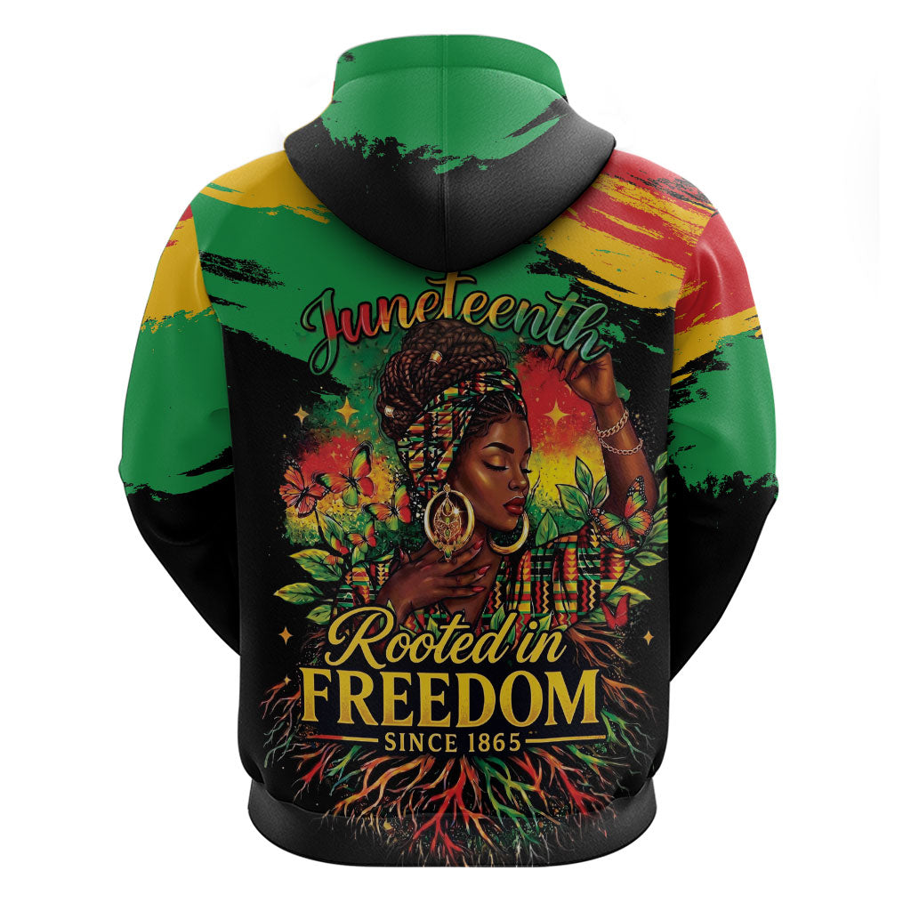 Juneteenth Rooted in Freedom Zip Hoodie Black Pride African Queen