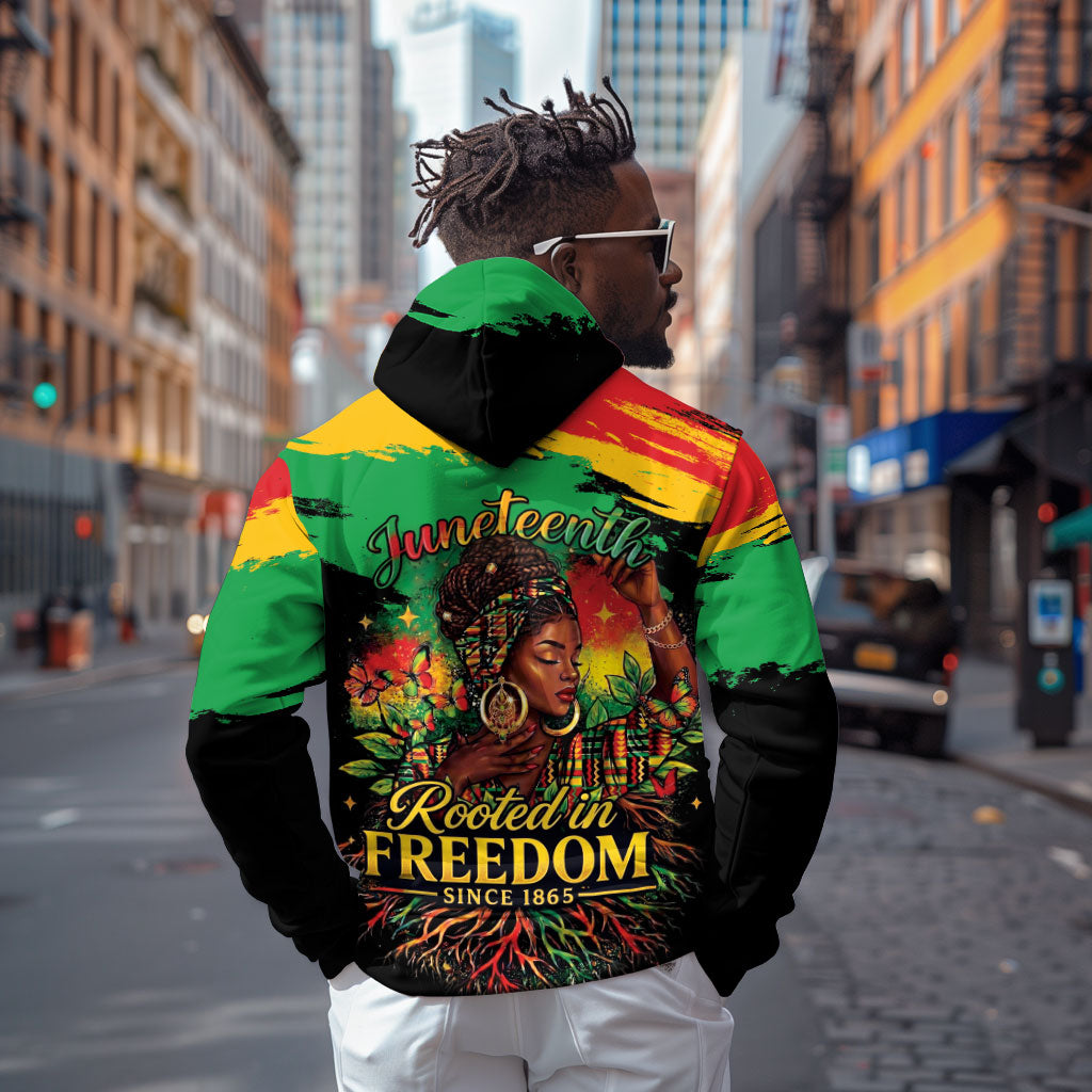 Juneteenth Rooted in Freedom Zip Hoodie Black Pride African Queen