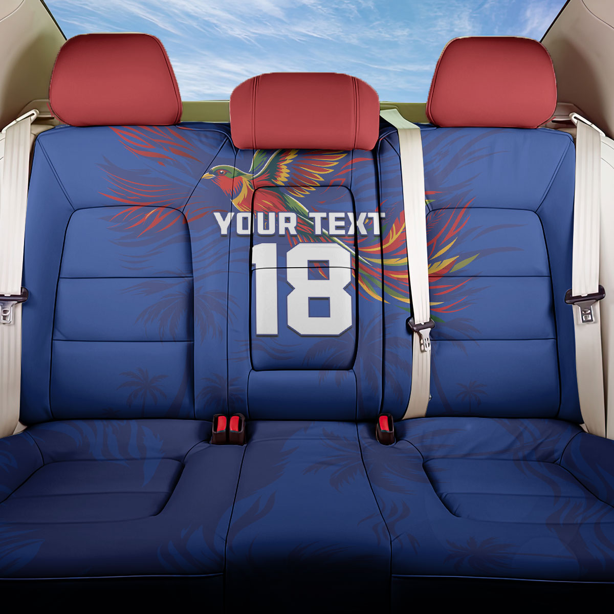 Haiti Heritage Football 2026 Custom Back Car Seat Cover Hispaniolan Trogon Bird