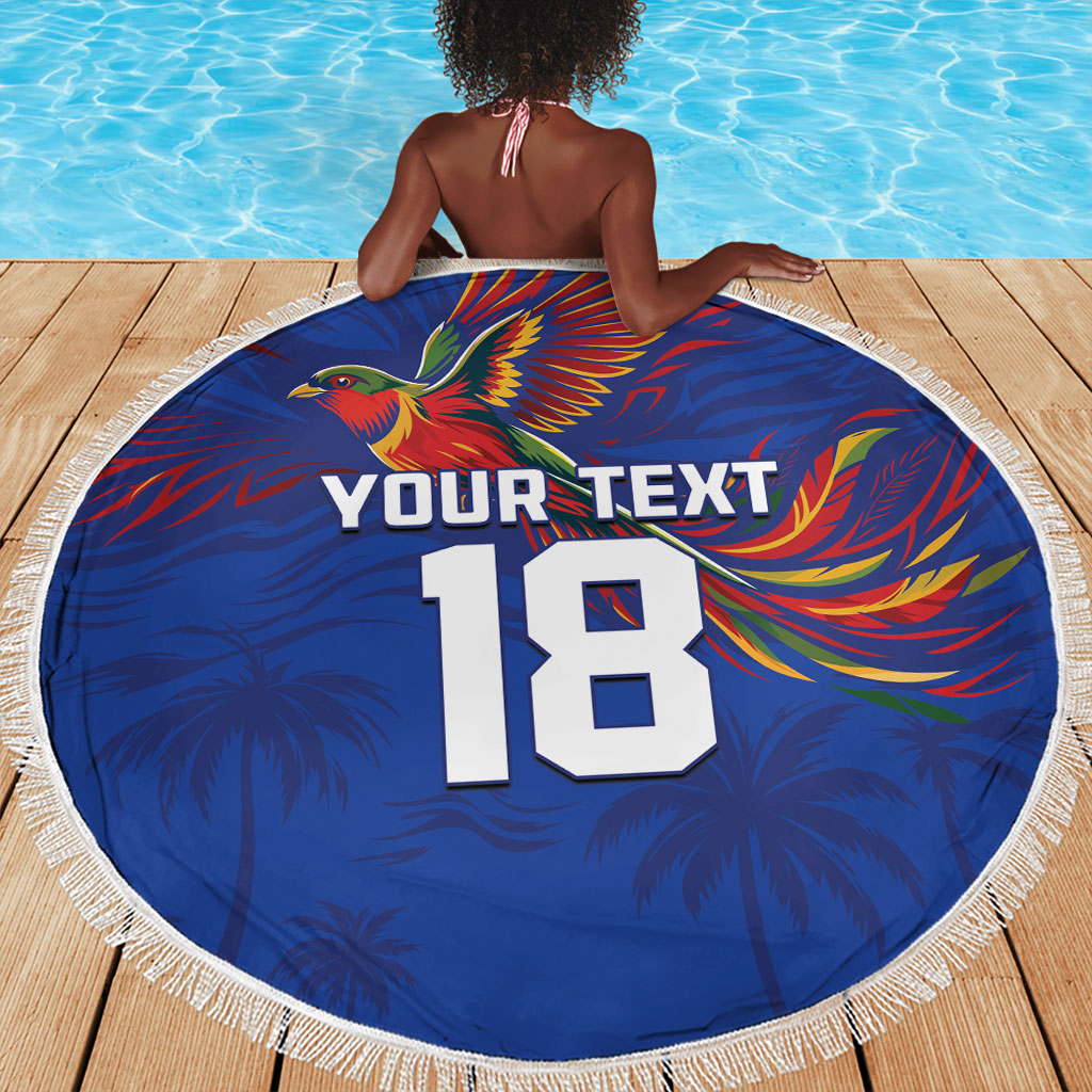Haiti Heritage Football 2026 Custom Beach Blanket Hispaniolan Trogon Bird