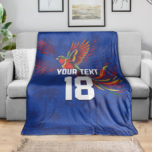 Haiti Heritage Football 2026 Custom Blanket Hispaniolan Trogon Bird