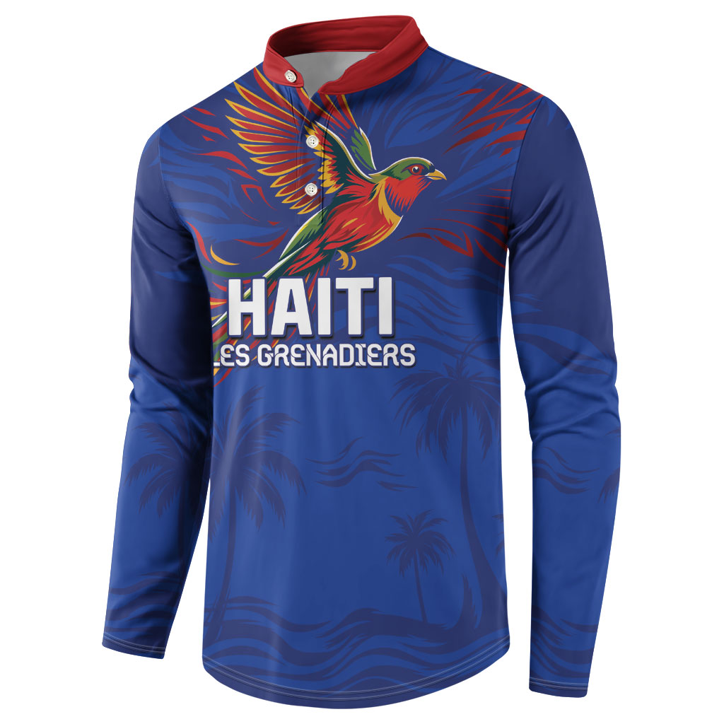 Haiti Heritage Football 2026 Custom Button Sweatshirt Hispaniolan Trogon Bird