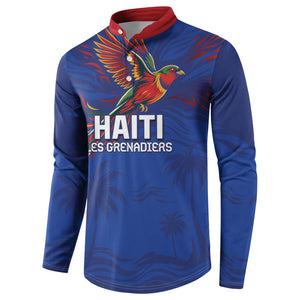 Haiti Heritage Football 2026 Custom Button Sweatshirt Hispaniolan Trogon Bird