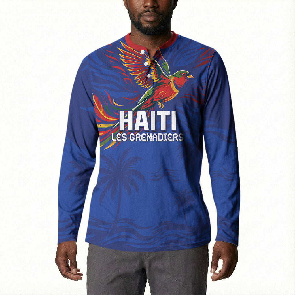 Haiti Heritage Football 2026 Custom Button Sweatshirt Hispaniolan Trogon Bird