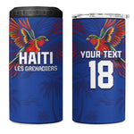 Haiti Heritage Football 2026 Custom 4 in 1 Can Cooler Tumbler Hispaniolan Trogon Bird