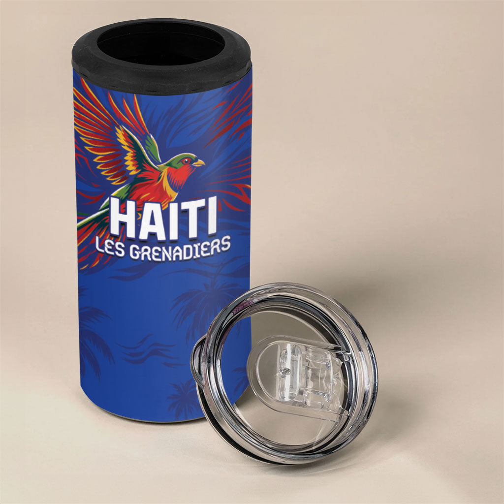 Haiti Heritage Football 2026 Custom 4 in 1 Can Cooler Tumbler Hispaniolan Trogon Bird