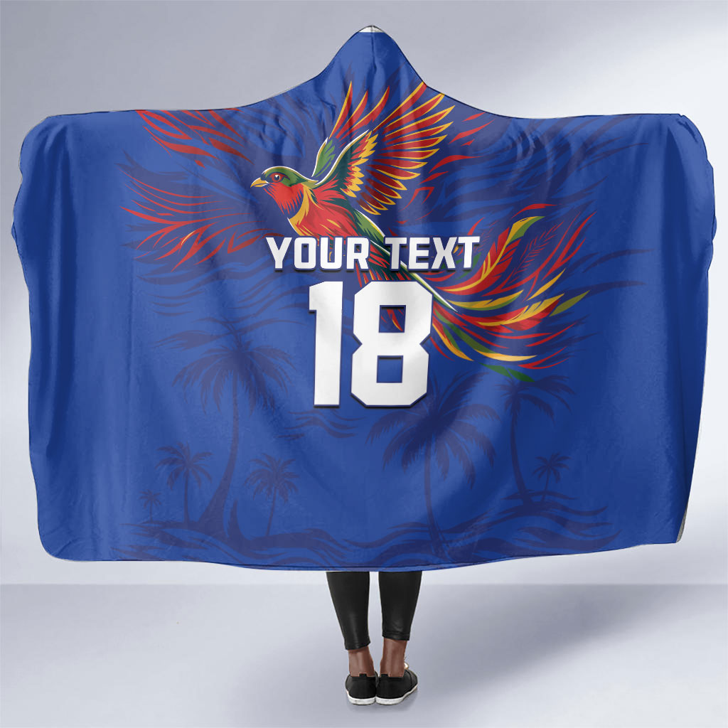 Haiti Heritage Football 2026 Custom Hooded Blanket Hispaniolan Trogon Bird