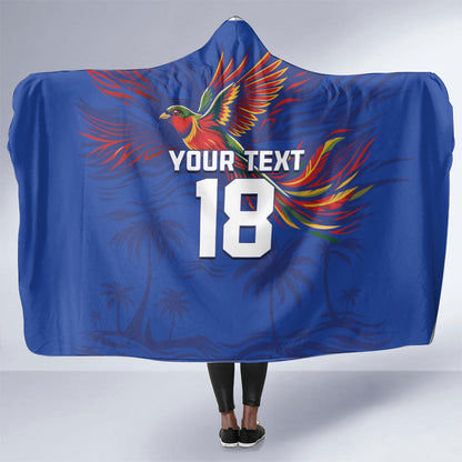 Haiti Heritage Football 2026 Custom Hooded Blanket Hispaniolan Trogon Bird