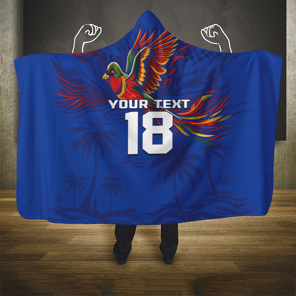 Haiti Heritage Football 2026 Custom Hooded Blanket Hispaniolan Trogon Bird