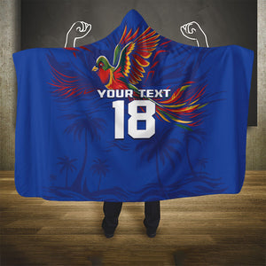 Haiti Heritage Football 2026 Custom Hooded Blanket Hispaniolan Trogon Bird