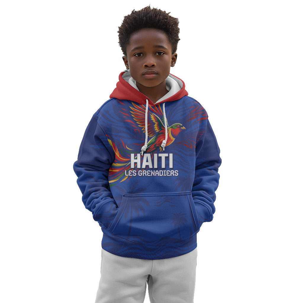 Haiti Heritage Football 2026 Custom Kid Hoodie Hispaniolan Trogon Bird