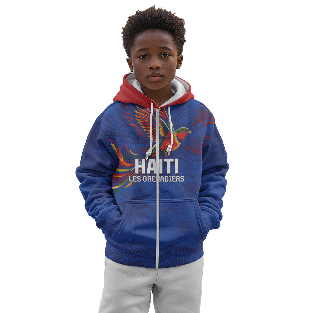Haiti Heritage Football 2026 Custom Kid Hoodie Hispaniolan Trogon Bird