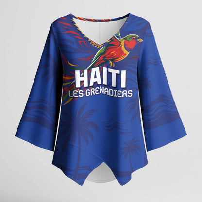 Haiti Heritage Football 2026 Custom Kimono Sleeve Blouse Hispaniolan Trogon Bird