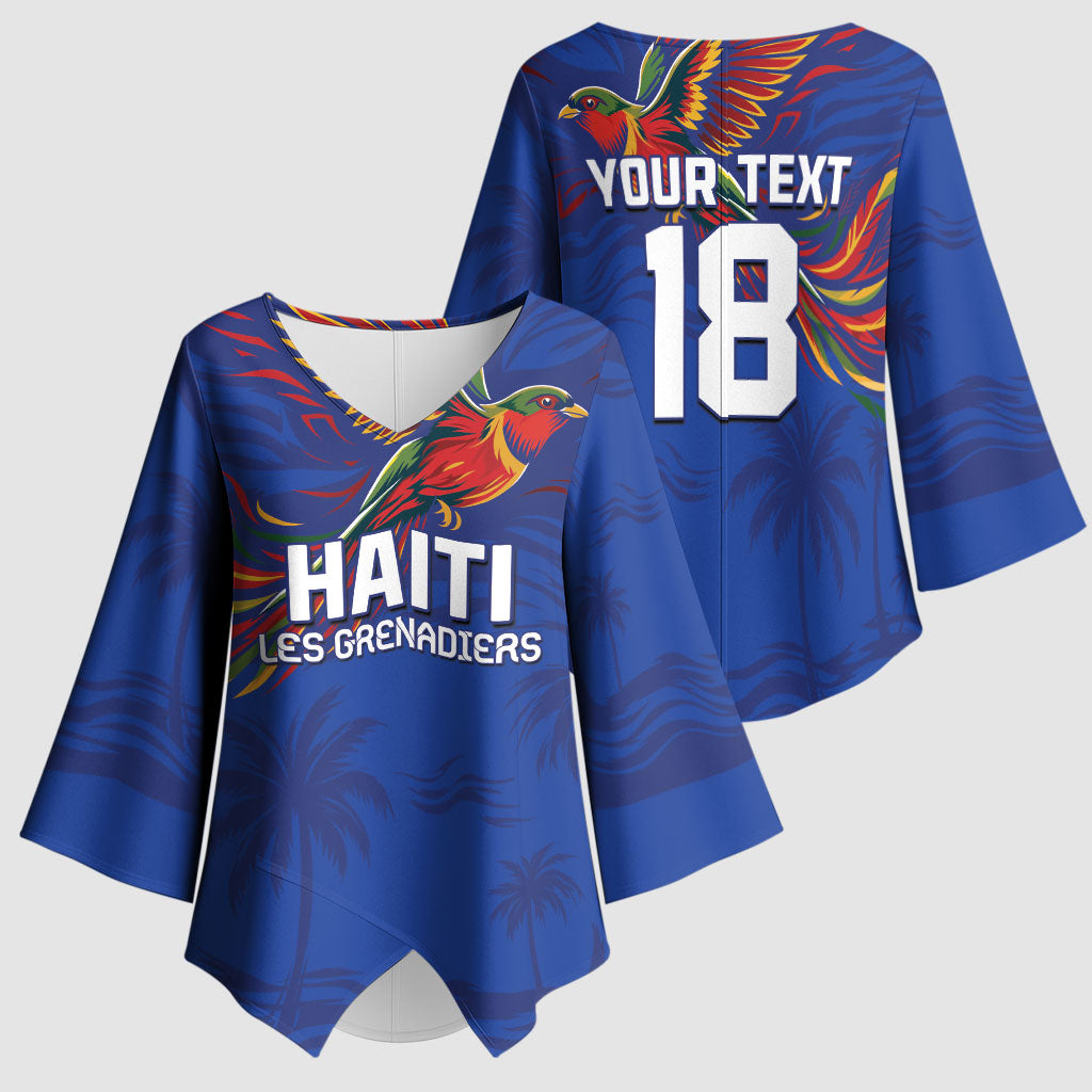 Haiti Heritage Football 2026 Custom Kimono Sleeve Blouse Hispaniolan Trogon Bird