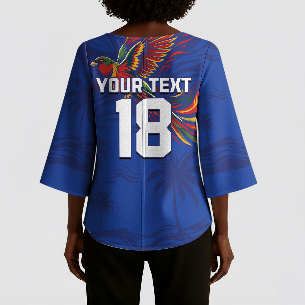 Haiti Heritage Football 2026 Custom Kimono Sleeve Blouse Hispaniolan Trogon Bird