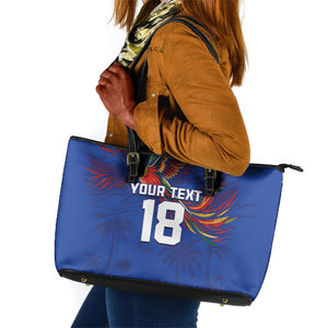 Haiti Heritage Football 2026 Custom Leather Tote Bag Hispaniolan Trogon Bird