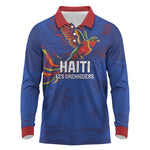 Haiti Heritage Football 2026 Custom Long Sleeve Polo Shirt Hispaniolan Trogon Bird