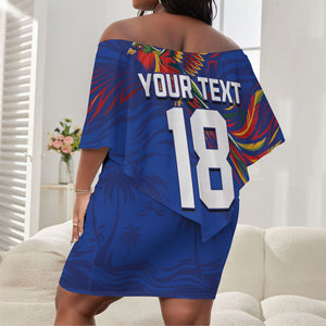 Haiti Heritage Football 2026 Custom Off Shoulder Short Dress Hispaniolan Trogon Bird