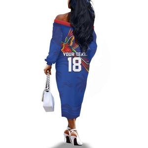 Haiti Heritage Football 2026 Custom Off The Shoulder Long Sleeve Dress Hispaniolan Trogon Bird