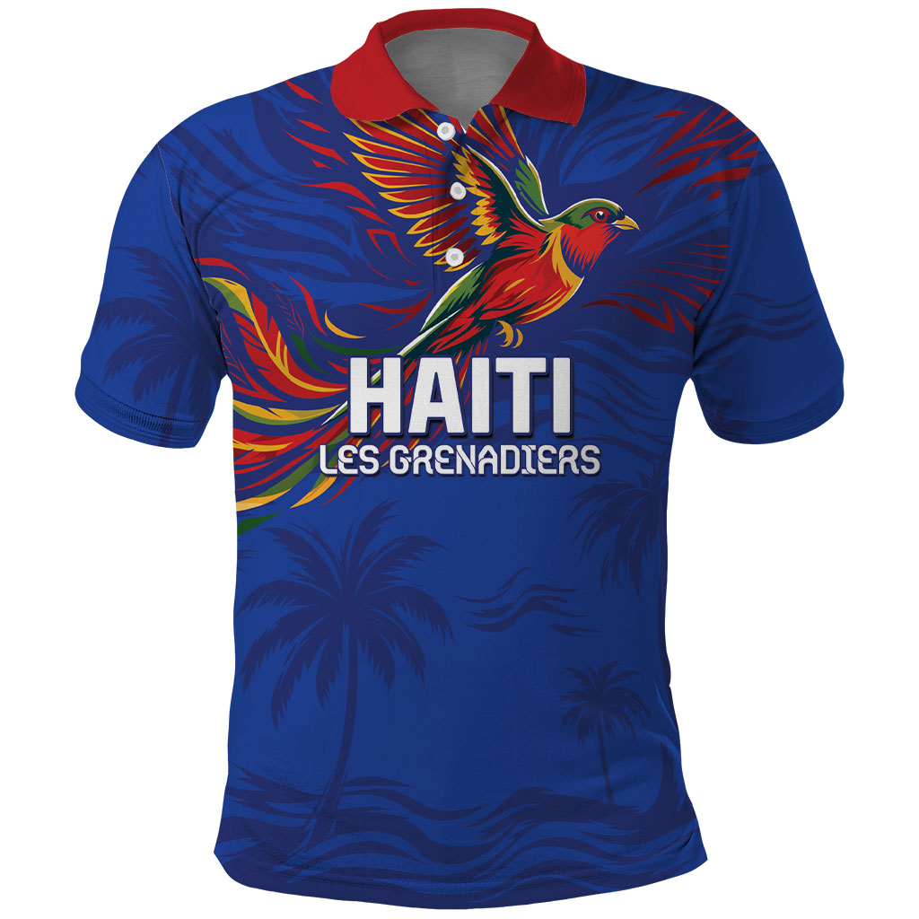 Haiti Heritage Football 2026 Custom Polo Shirt Hispaniolan Trogon Bird
