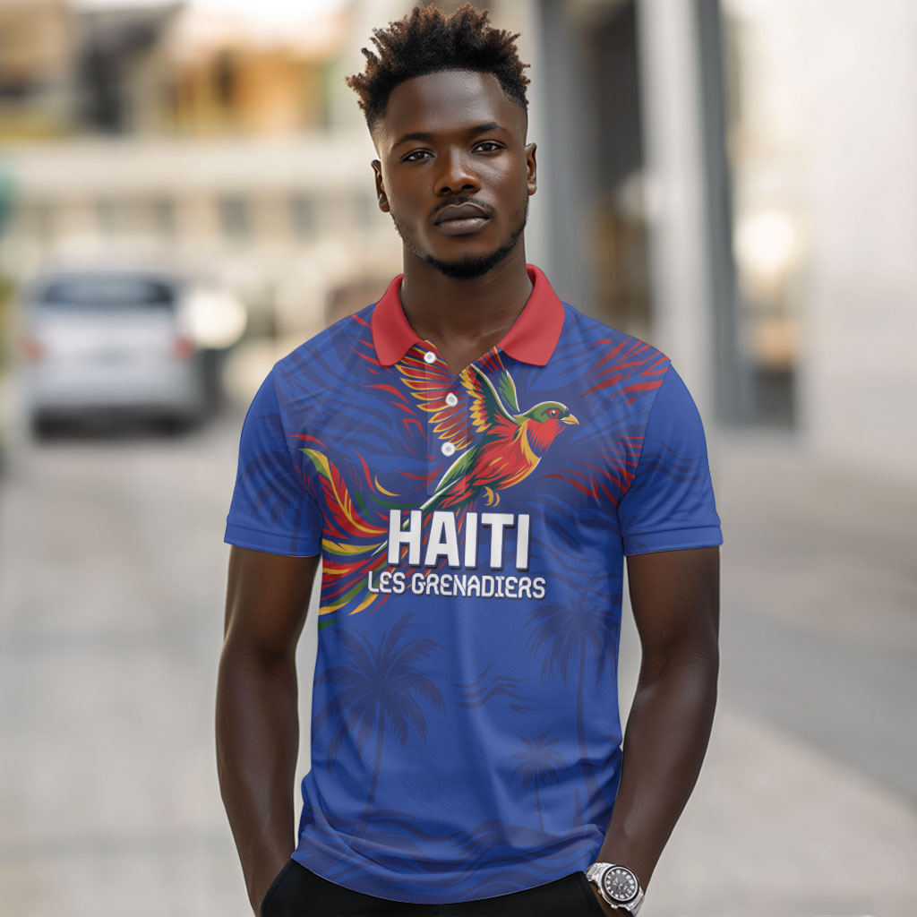 Haiti Heritage Football 2026 Custom Polo Shirt Hispaniolan Trogon Bird