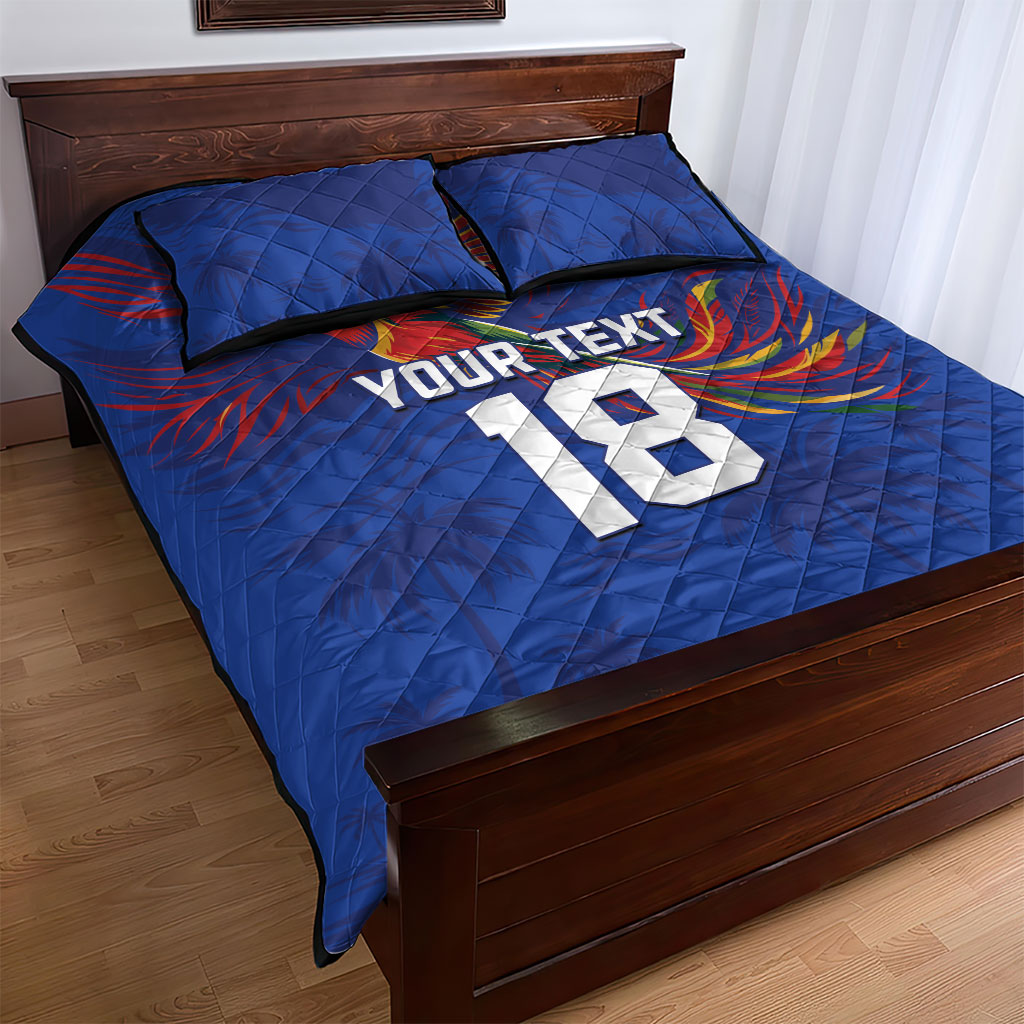 Haiti Heritage Football 2026 Custom Quilt Bed Set Hispaniolan Trogon Bird