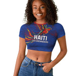 Haiti Heritage Football 2026 Custom Raglan Cropped T shirt Hispaniolan Trogon Bird