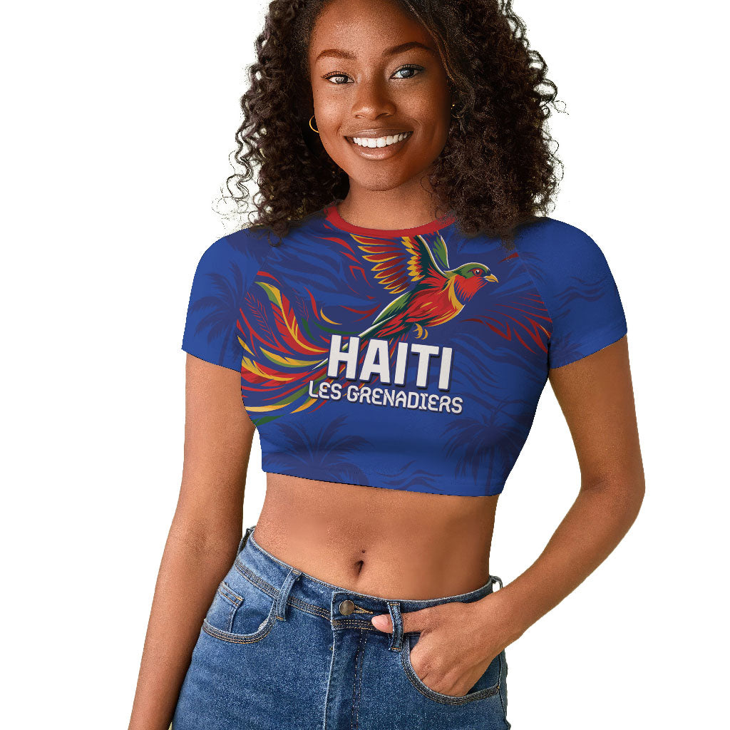 Haiti Heritage Football 2026 Custom Raglan Cropped T shirt Hispaniolan Trogon Bird