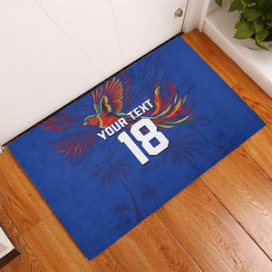 Haiti Heritage Football 2026 Custom Rubber Doormat Hispaniolan Trogon Bird