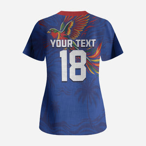 Haiti Heritage Football 2026 Custom Scrub Top Hispaniolan Trogon Bird