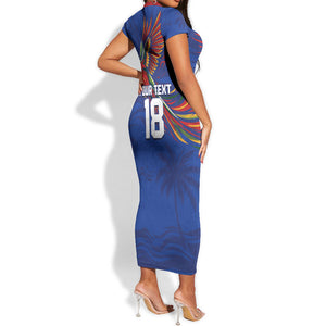 Haiti Heritage Football 2026 Custom Short Sleeve Bodycon Dress Hispaniolan Trogon Bird