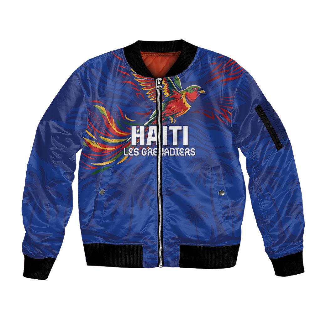 Haiti Heritage Football 2026 Custom Sleeve Zip Bomber Jacket Hispaniolan Trogon Bird