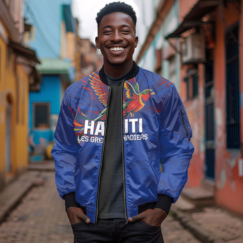 Haiti Heritage Football 2026 Custom Sleeve Zip Bomber Jacket Hispaniolan Trogon Bird