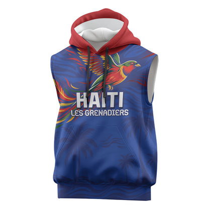 Haiti Heritage Football 2026 Custom Sleeveless Hoodie Hispaniolan Trogon Bird