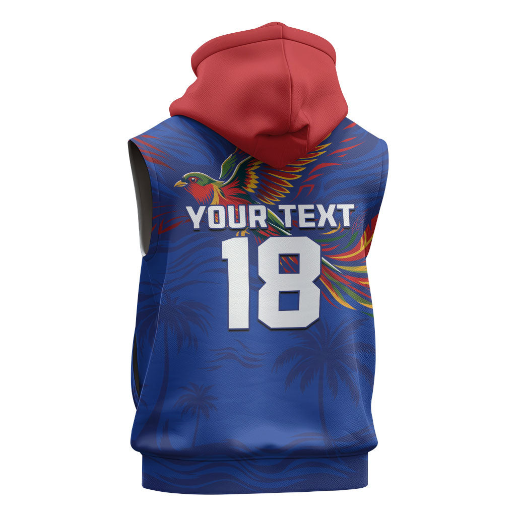Haiti Heritage Football 2026 Custom Sleeveless Hoodie Hispaniolan Trogon Bird