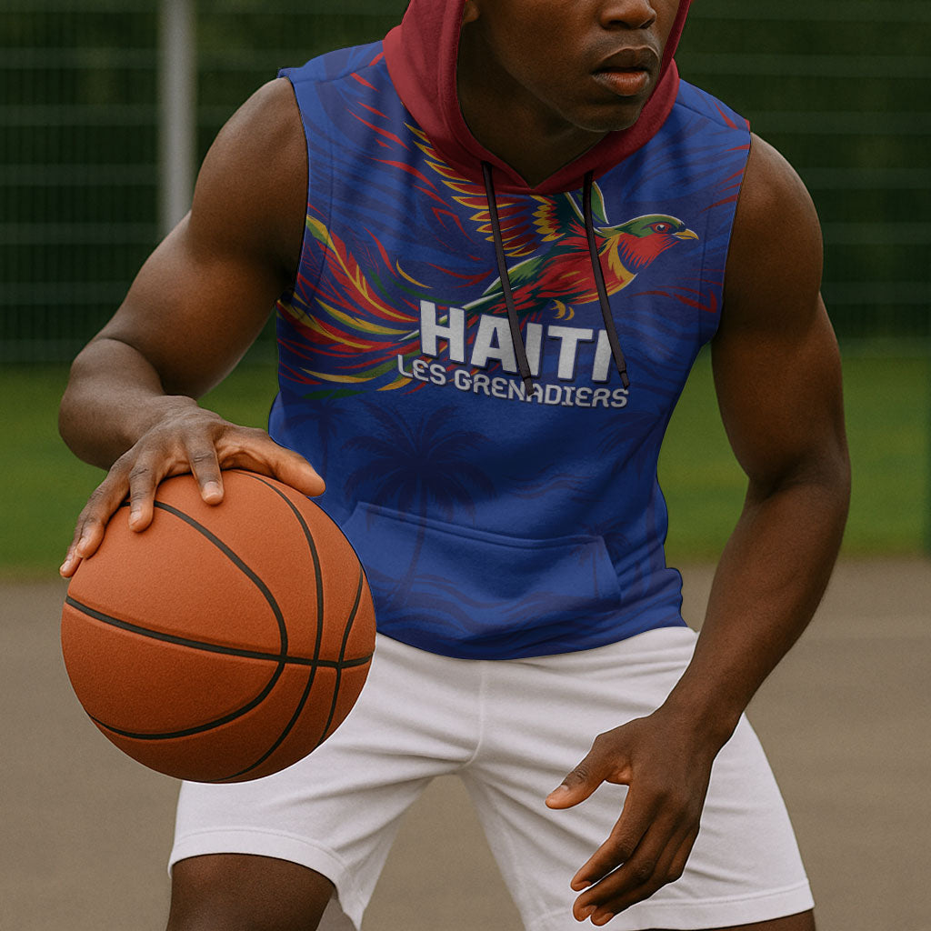 Haiti Heritage Football 2026 Custom Sleeveless Hoodie Hispaniolan Trogon Bird